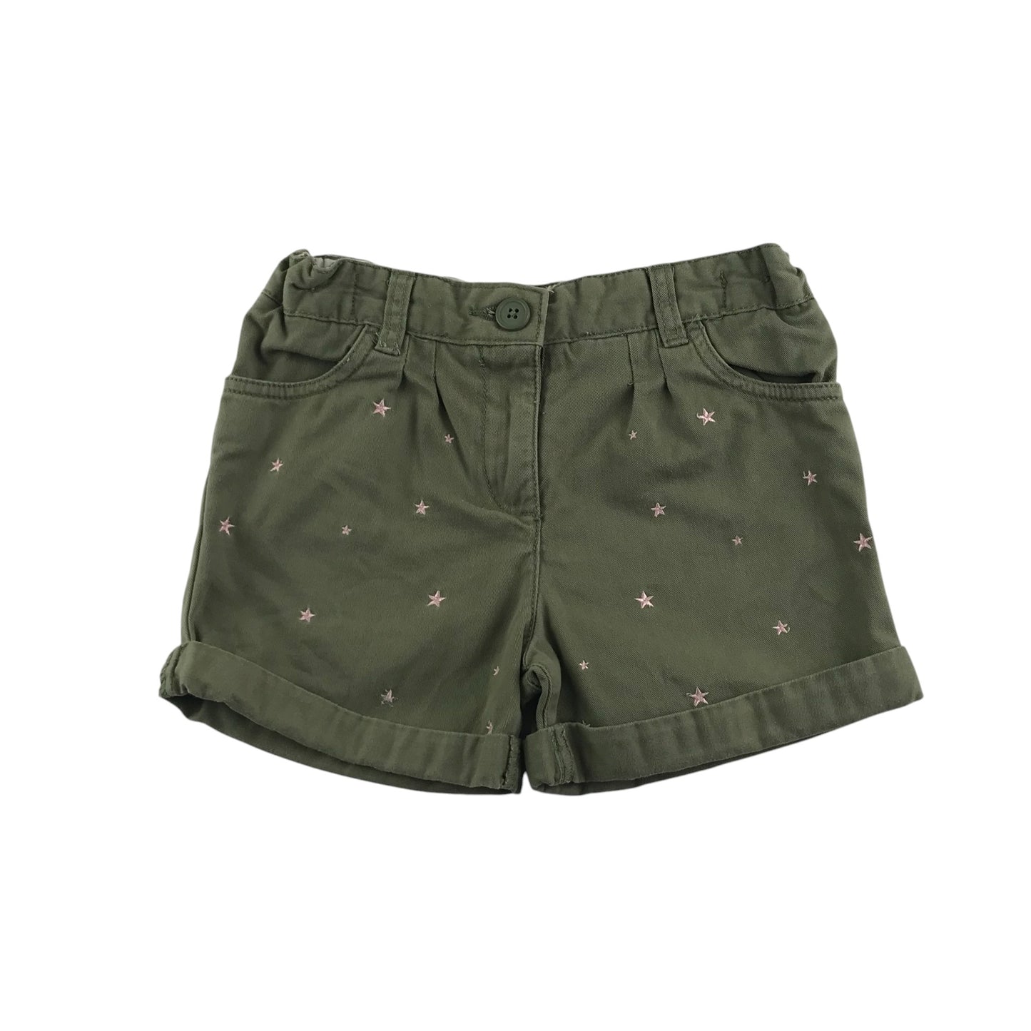 F&F shorts 5-6 years khaki green star embroidery cotton