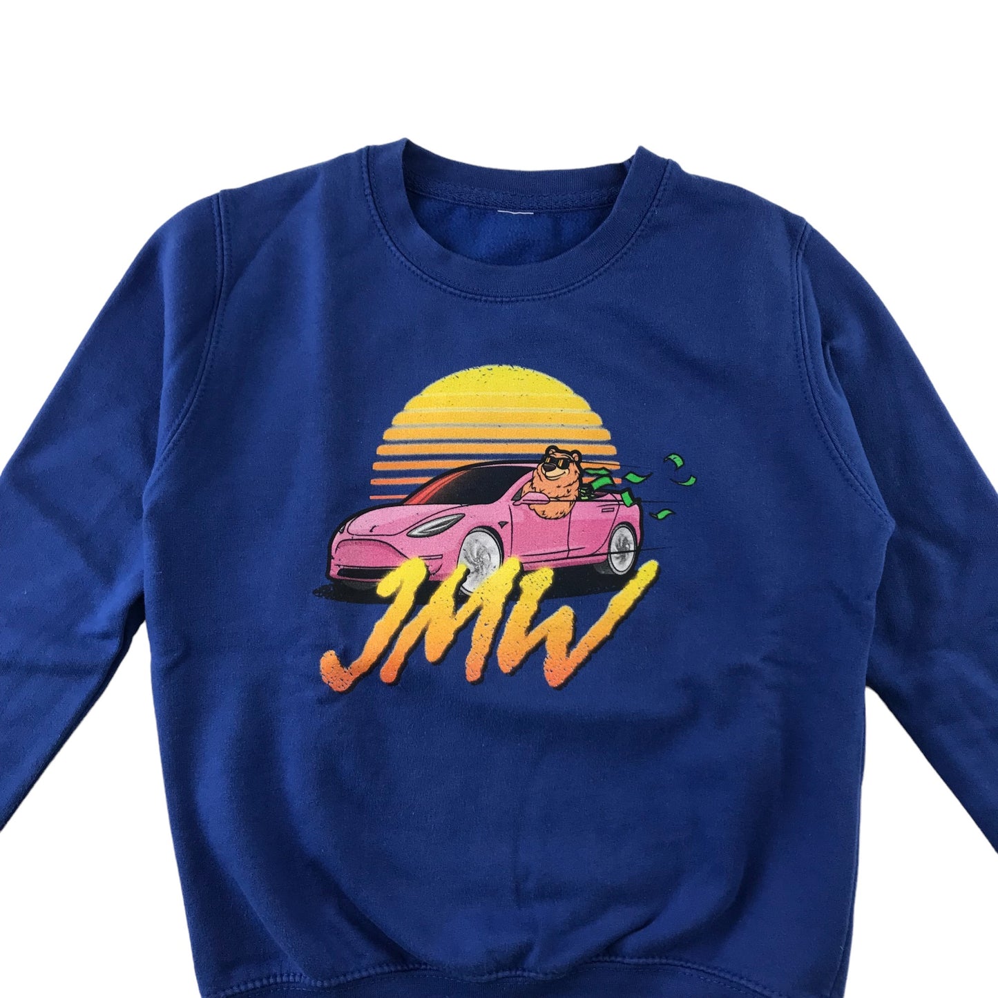 Sweater Age 7-8 Royal Blue Printed Crew Neck