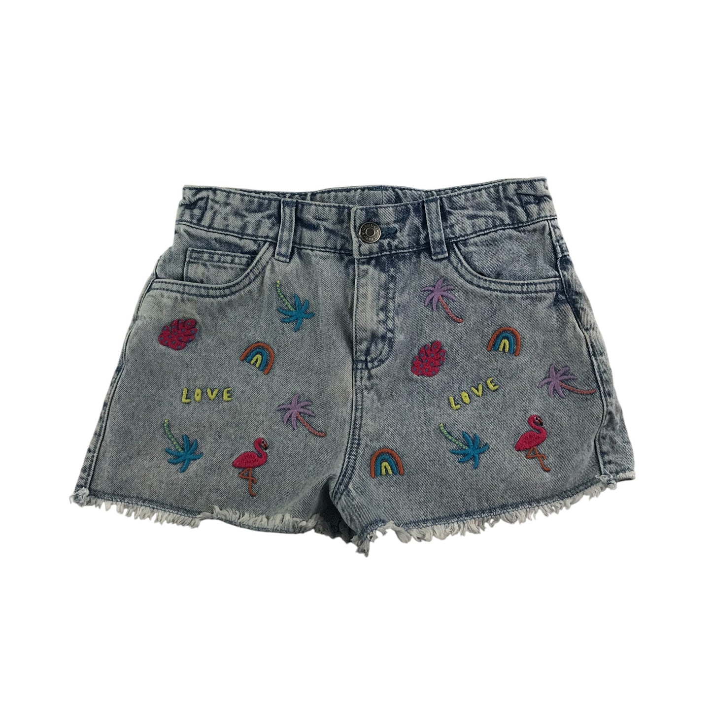 Tu shorts 6-7 years blue denim embroidery icons