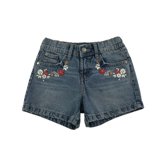 F&F shorts 7-8 years blue denim embroidered floral cotton