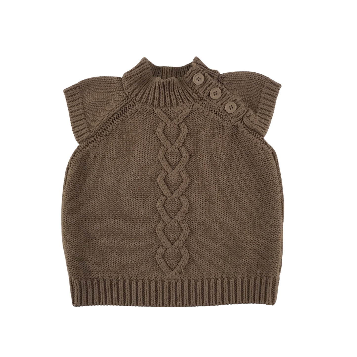 Vertbaudet Jumper 4-5 years brown tank top cable knit pattern