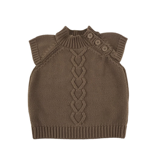 Vertbaudet Jumper 4-5 years brown tank top cable knit pattern