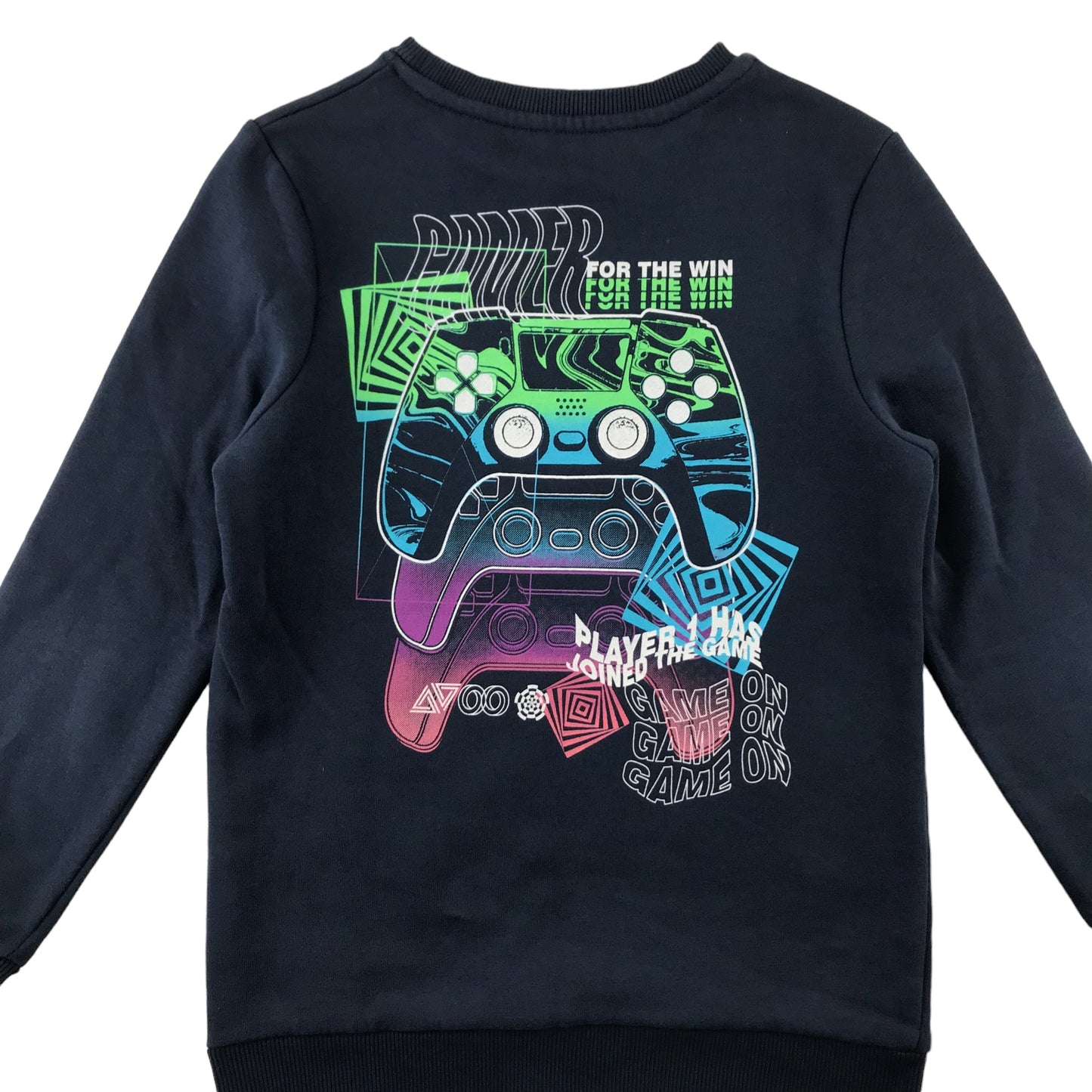 Nutmeg sweater 7-8 years navy gaming graphic design print