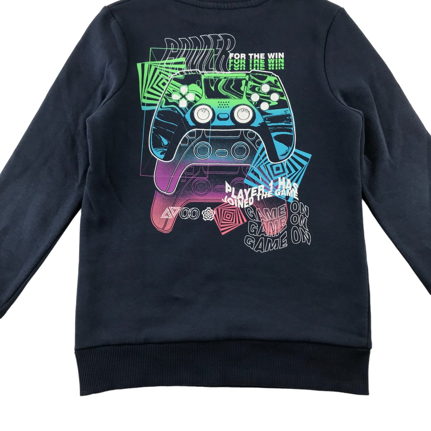 Nutmeg sweater 7-8 years navy gaming graphic design print