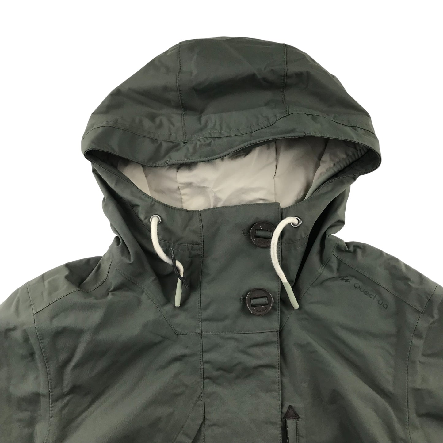 Decathlon jacket adult size XS khaki green light showerproof parka