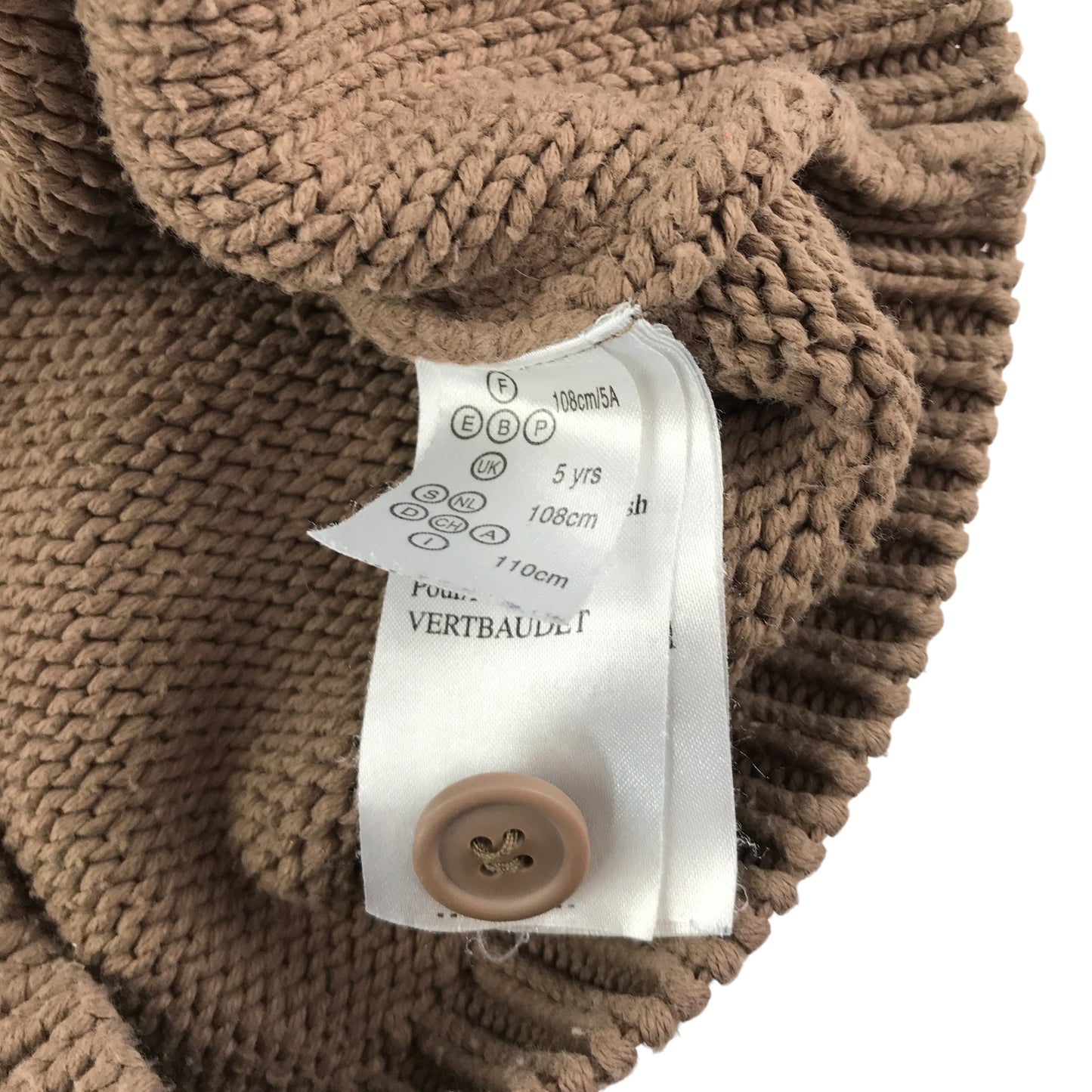 Vertbaudet Jumper 4-5 years brown tank top cable knit pattern