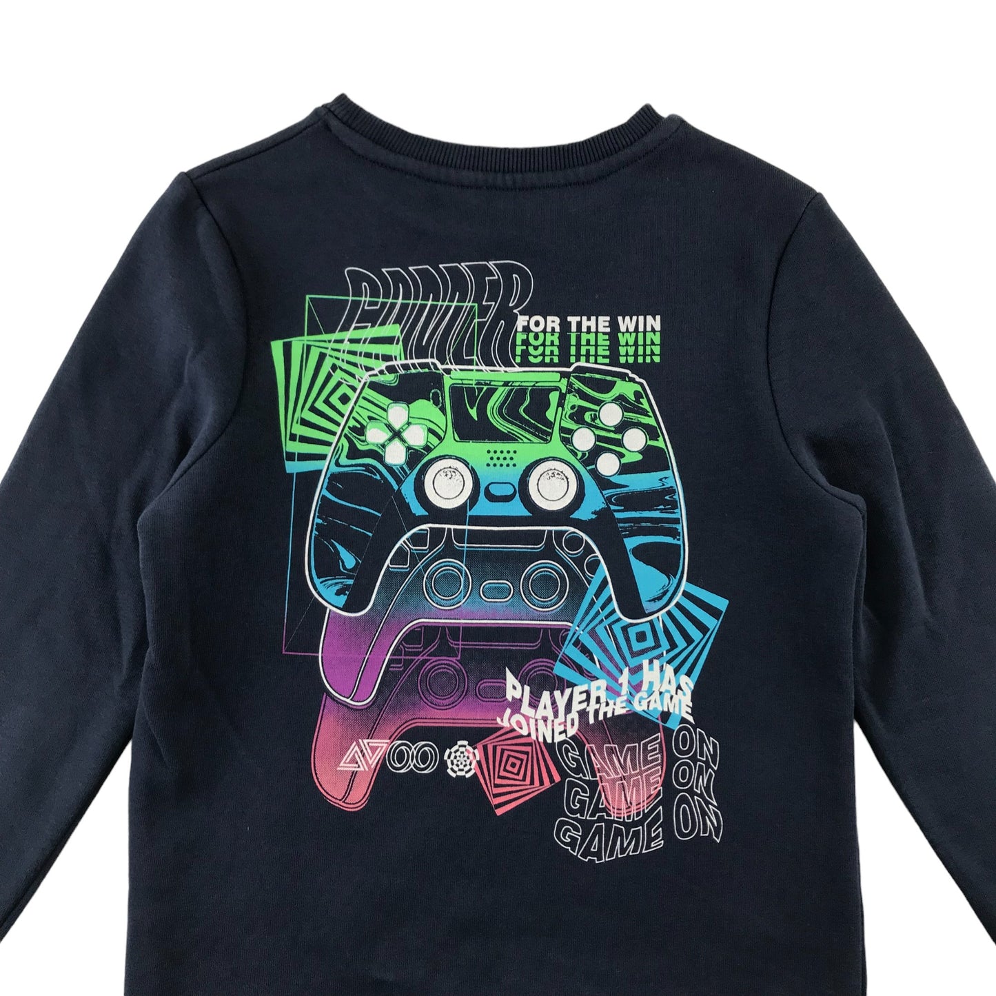 Nutmeg sweater 7-8 years navy gaming graphic design print