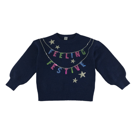 Tu Jumper 4 years navy sequin festive jumper