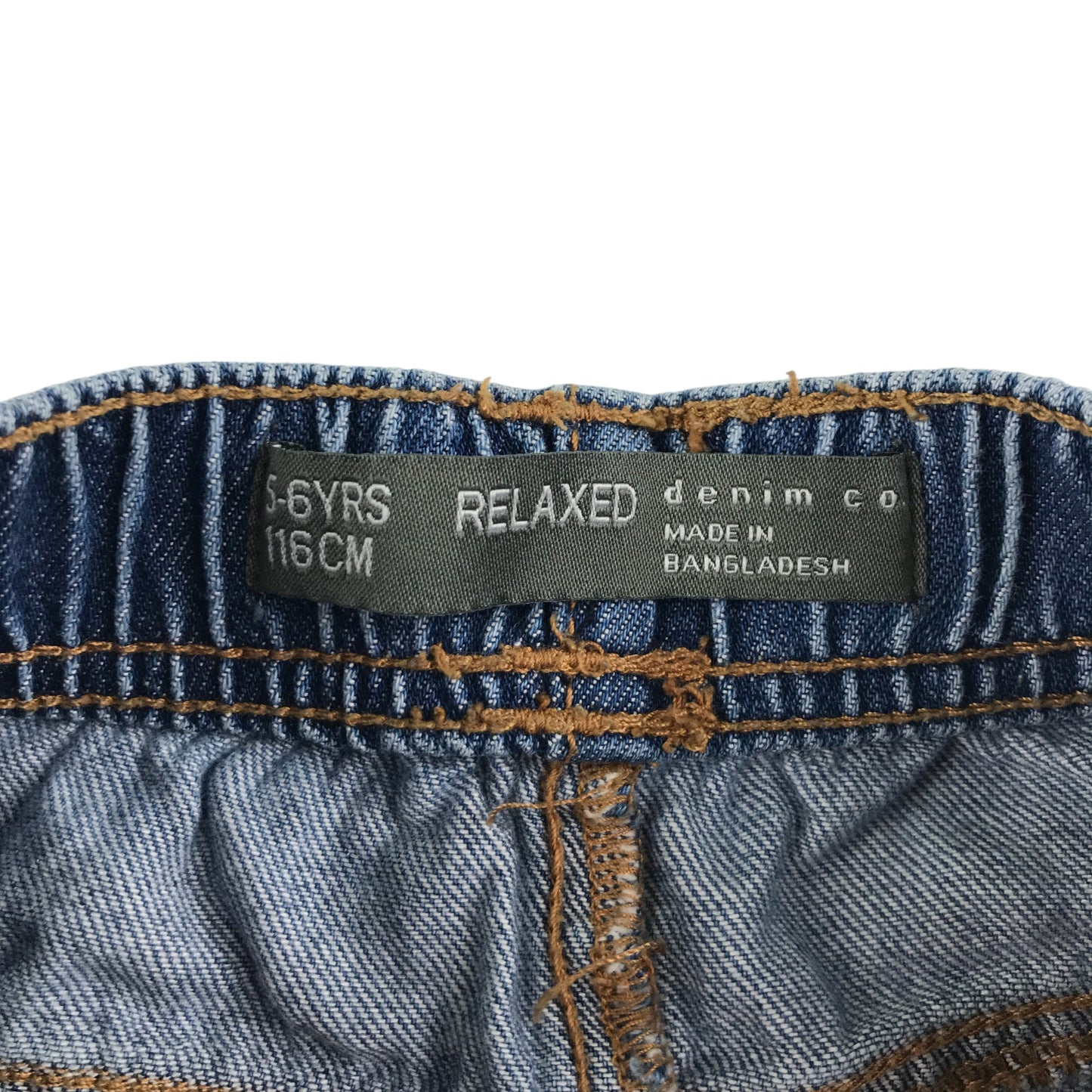 Primark jean 5-6 year blue denim elasticated waist relaxed fit cotton