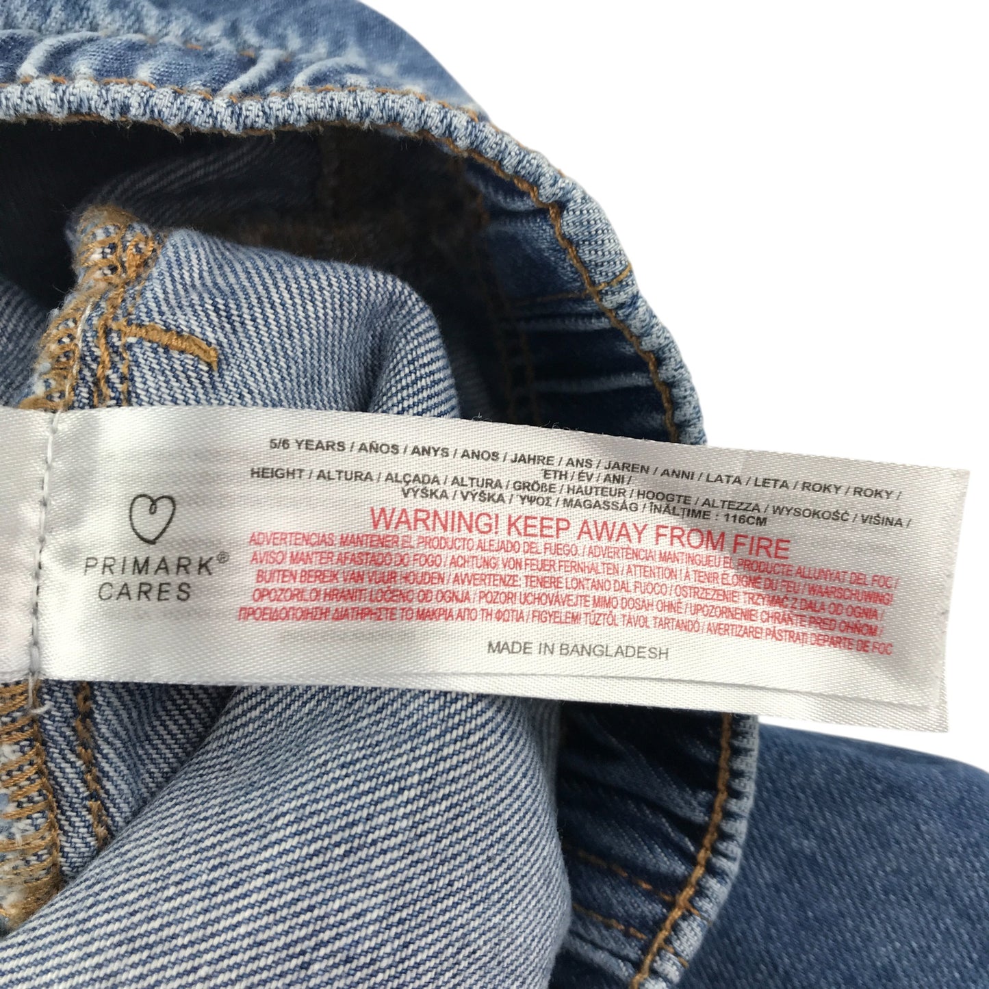 Primark jean 5-6 year blue denim elasticated waist relaxed fit cotton