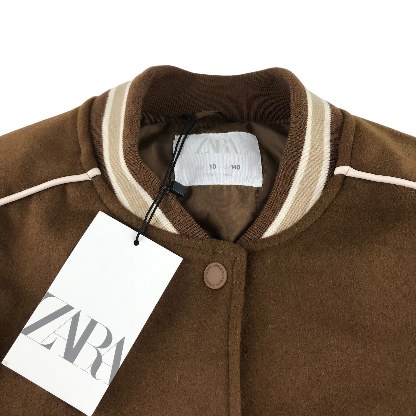 Zara bomber jacket 9-10 years brown and white relaxed fit