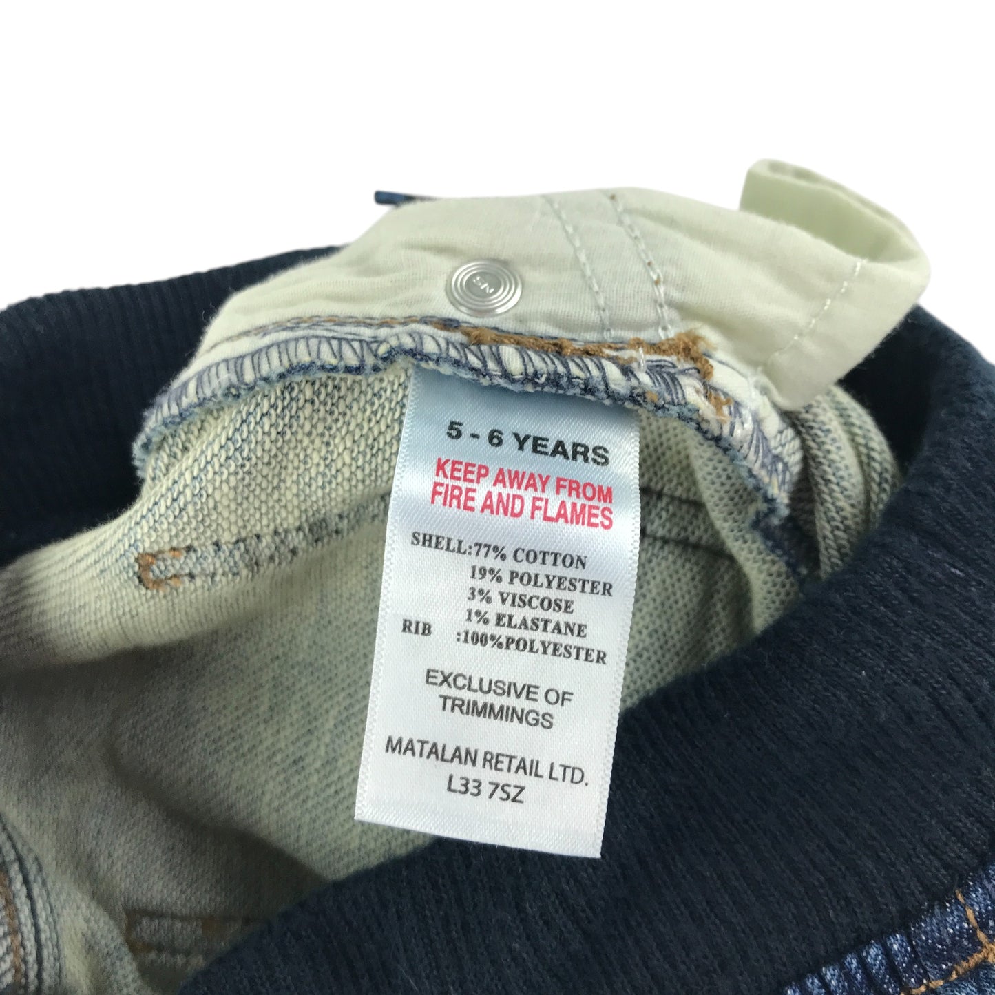 Matalan jean 5-6 year blue denim elasticated waist