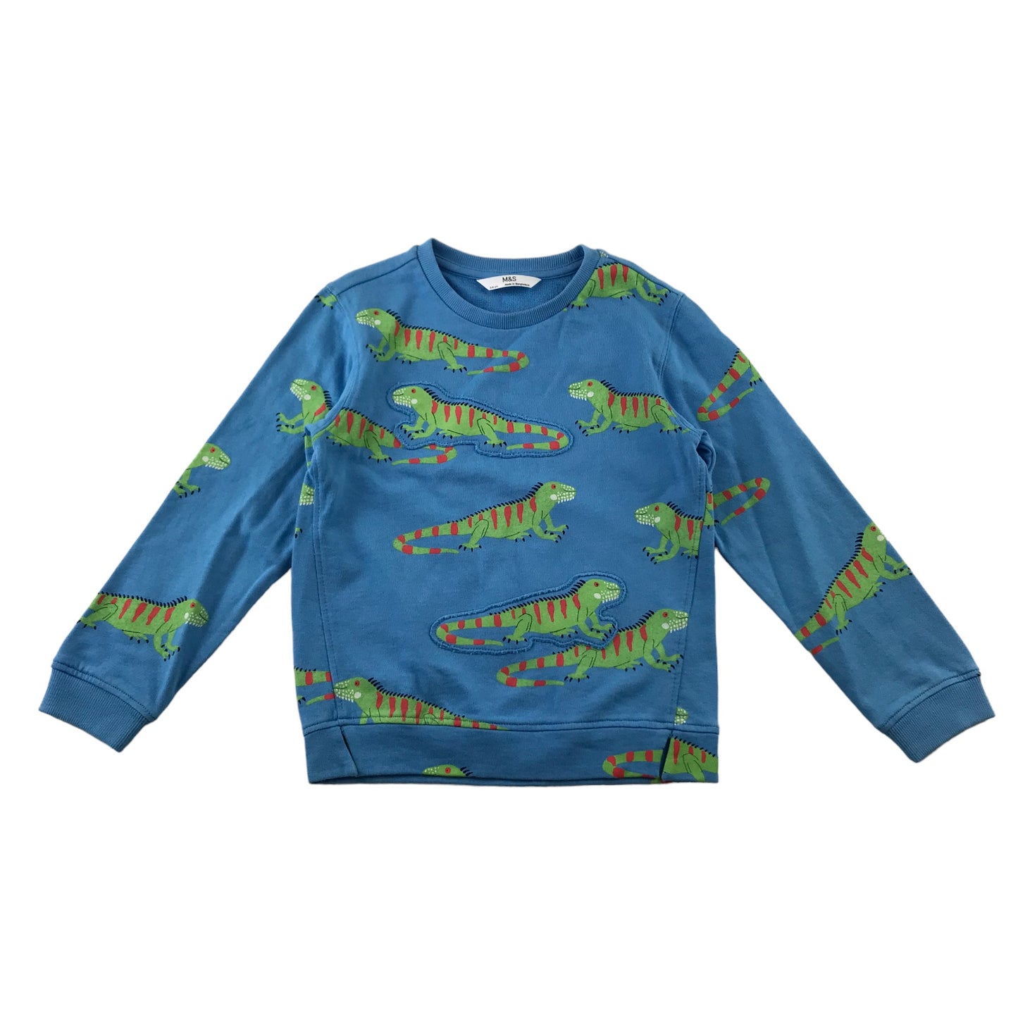 M&S sweater 5-6 year blue lizard graphic print design