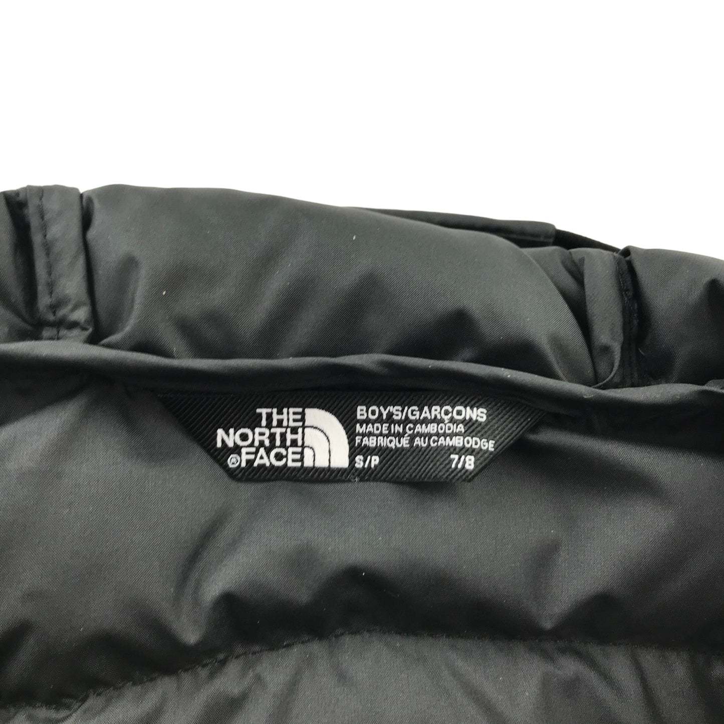 The North Face jacket 7-8 years black hooded puffer