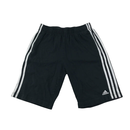 Adidas sports short 13-14 years black with white detailing 3 strips and logo