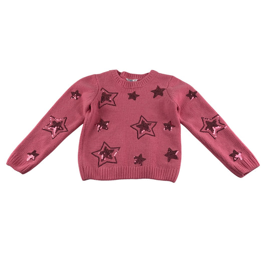 M&Co Jumper 5-6 years pink sequin star design knitwear