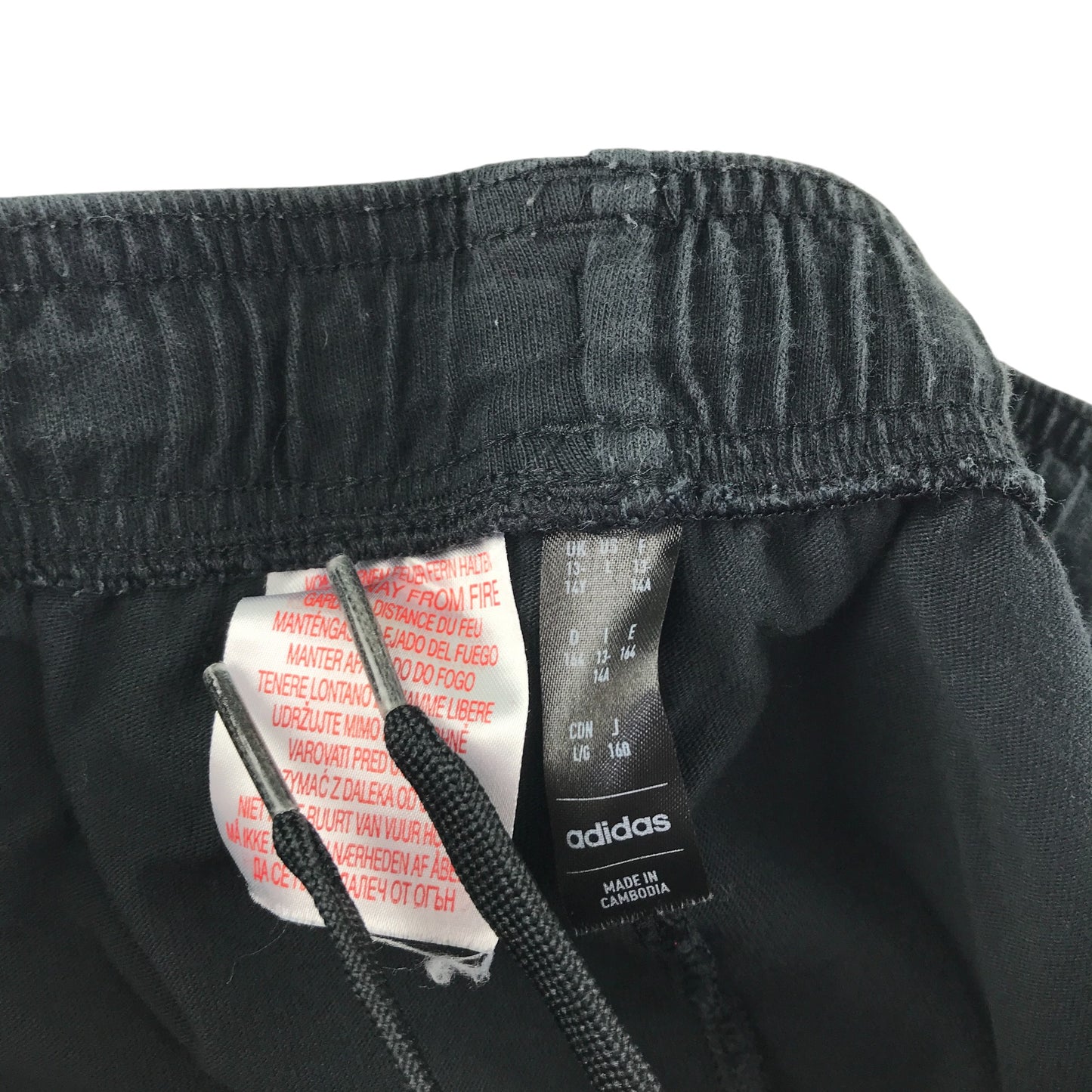 Adidas sports short 13-14 years black with white detailing 3 strips and logo