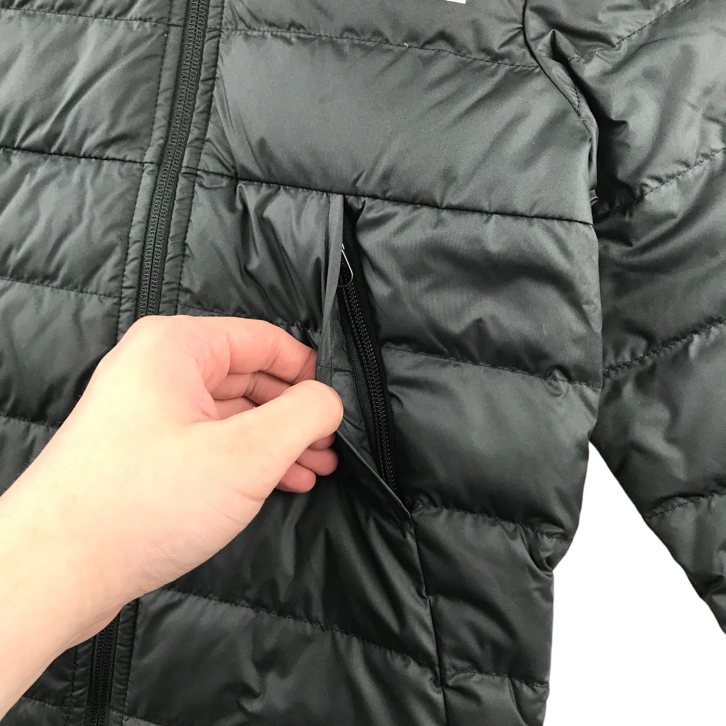 The North Face jacket 7-8 years black hooded puffer