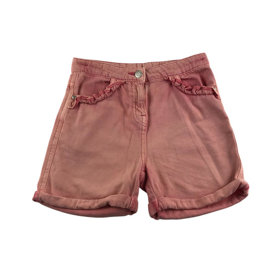 Next shorts 8-9 years washed out red denim with frilled pockets cotton