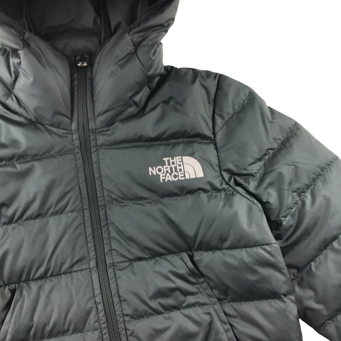 The North Face jacket 7-8 years black hooded puffer