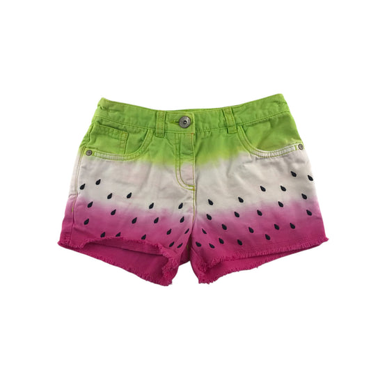 Next shorts 8-9 years green pink and white watermelon denim cotton