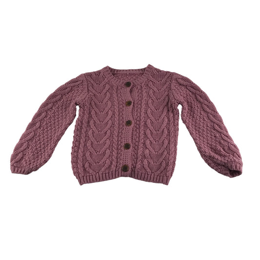 George Cardigan 5-6 years pink cable knitwear with round neckline