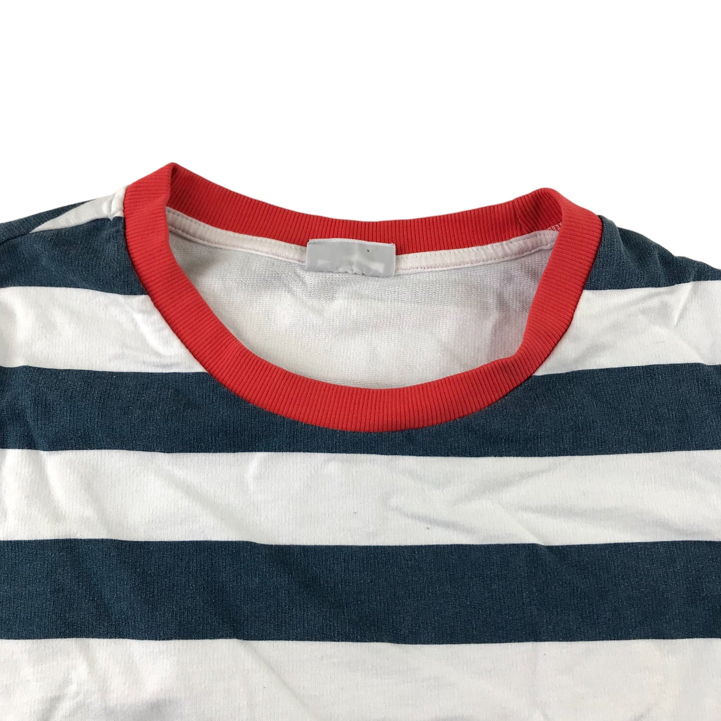 Noisy May T-shirt women size Sl Navy and White Stripy Cropped Cotton