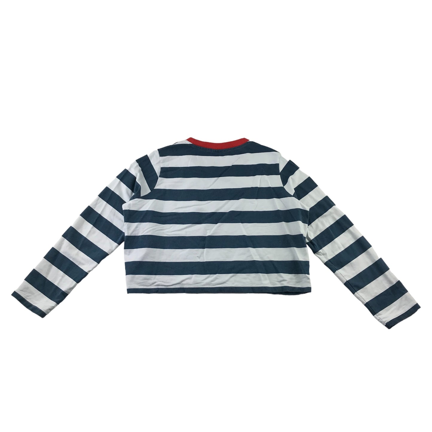 Noisy May T-shirt women size Sl Navy and White Stripy Cropped Cotton