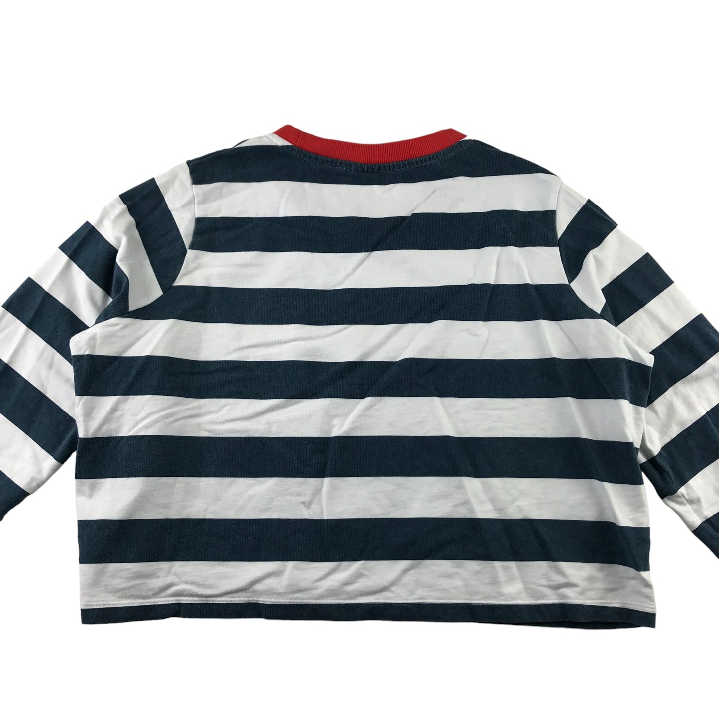 Noisy May T-shirt women size Sl Navy and White Stripy Cropped Cotton