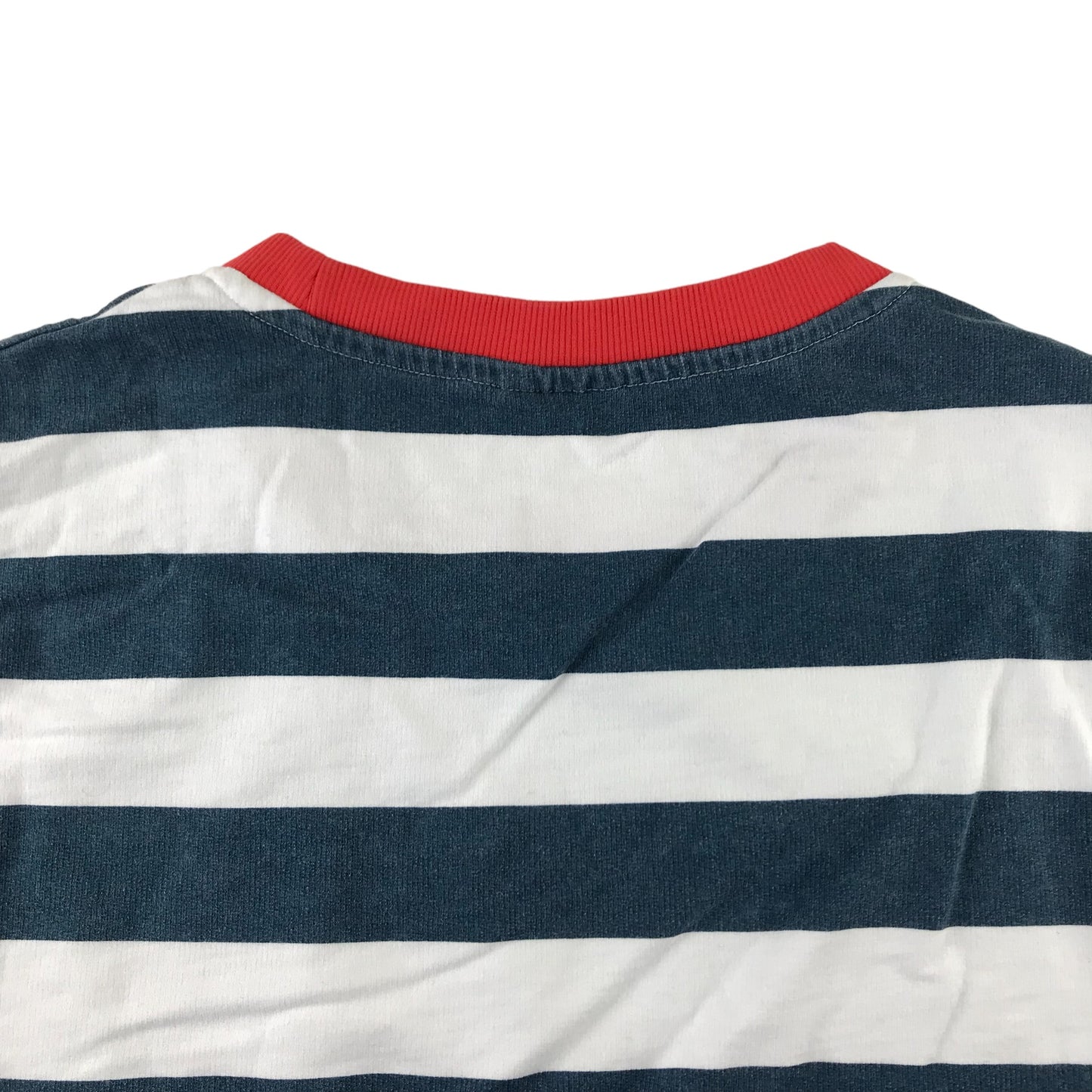 Noisy May T-shirt women size Sl Navy and White Stripy Cropped Cotton