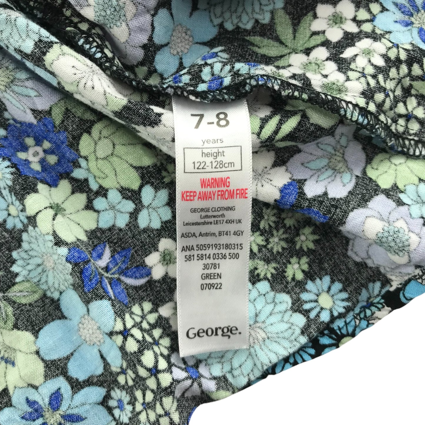 George dress 7-8 years black with blue floral