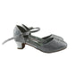Spot on heels shoe size UK 13 junior silver sparkly gem covered two part kitten heel sandals