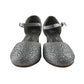 Spot on heels shoe size UK 13 junior silver sparkly gem covered two part kitten heel sandals