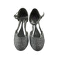 Spot on heels shoe size UK 13 junior silver sparkly gem covered two part kitten heel sandals