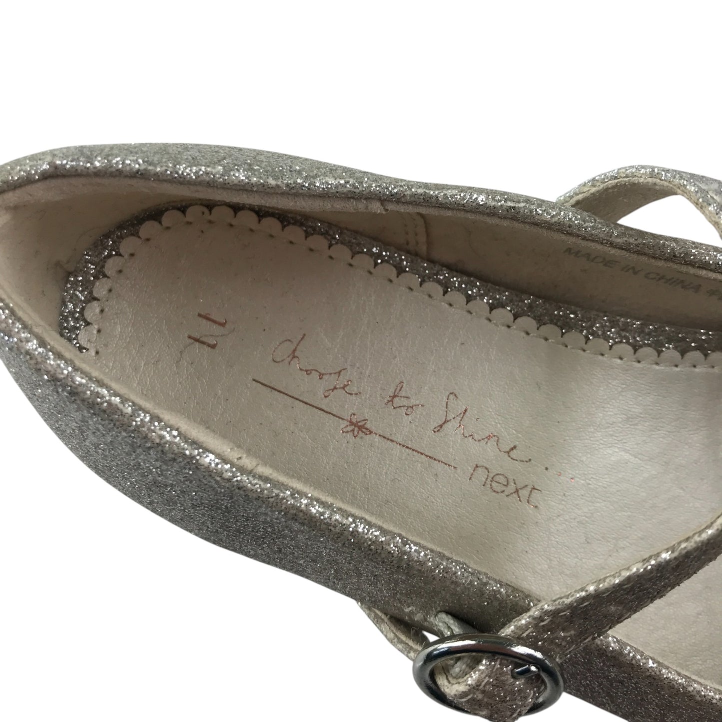 Next pumps shoe size 11 junior white gold and silvery sparkly ballerinas