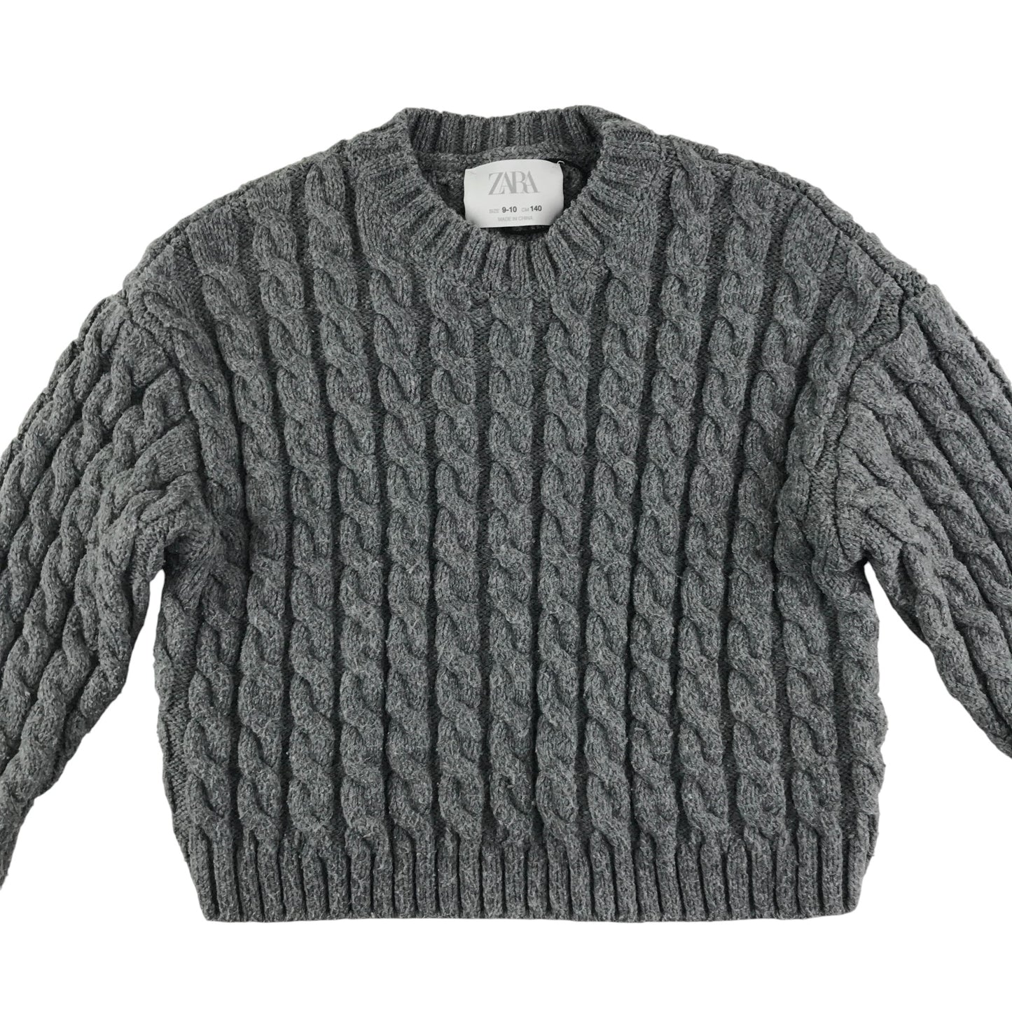 Zara Jumper 9-10 years grey cable knitwear pattern cropped