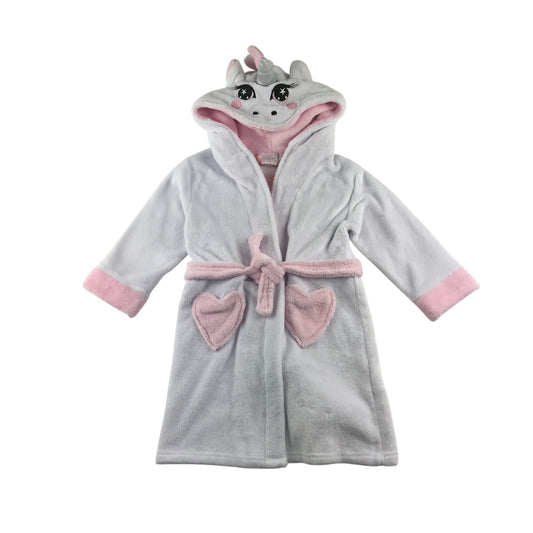 Minikids dressing gown 4-5 years white and pink unicorn