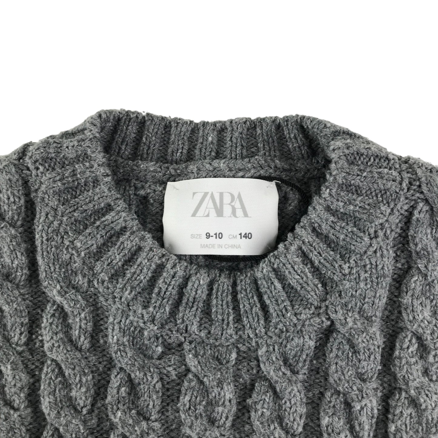 Zara Jumper 9-10 years grey cable knitwear pattern cropped