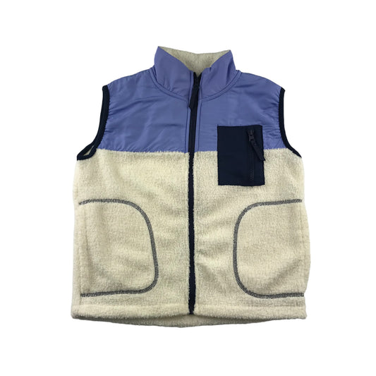 Primark fleece 8-9 years white and blue zipper gilet