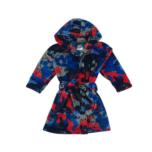 Next dressing gown 5-6 years blue and red graphic pattern