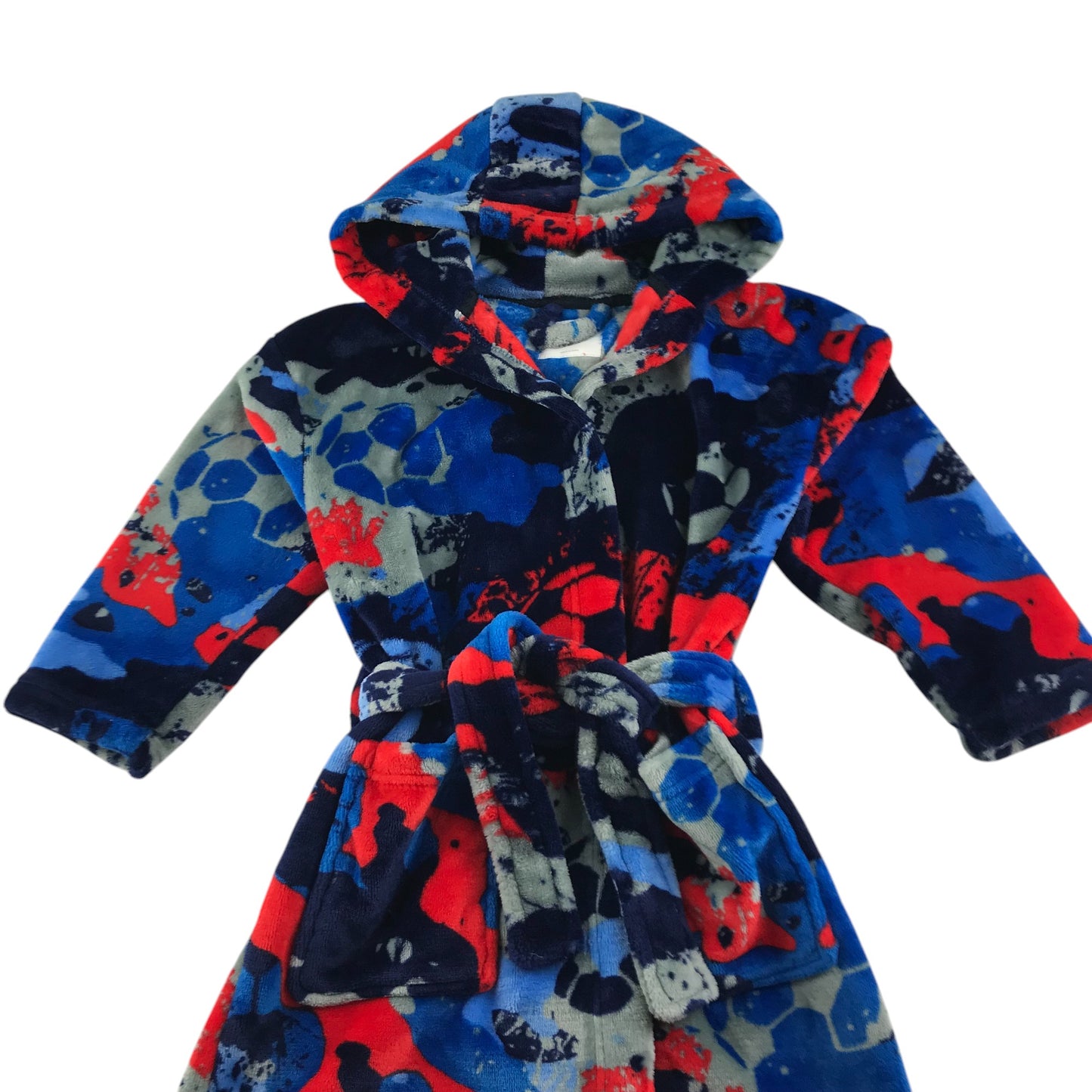 Next dressing gown 5-6 years blue and red graphic pattern