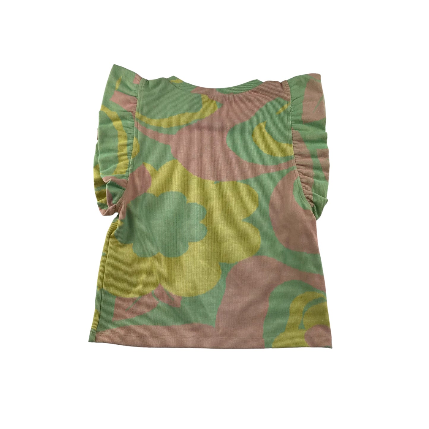 Zara Top Size Women S Light Green Yellow Pink Cropped Frilled Sleeveless