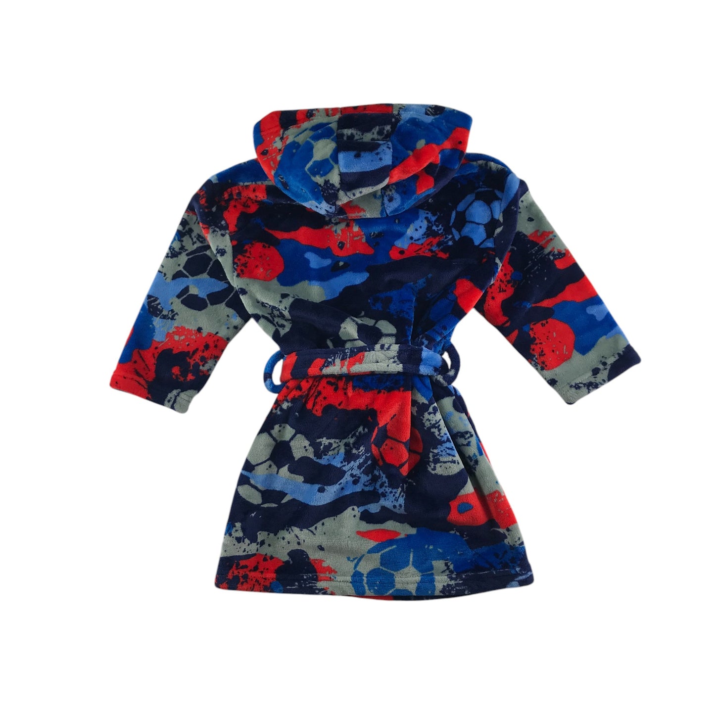 Next dressing gown 5-6 years blue and red graphic pattern