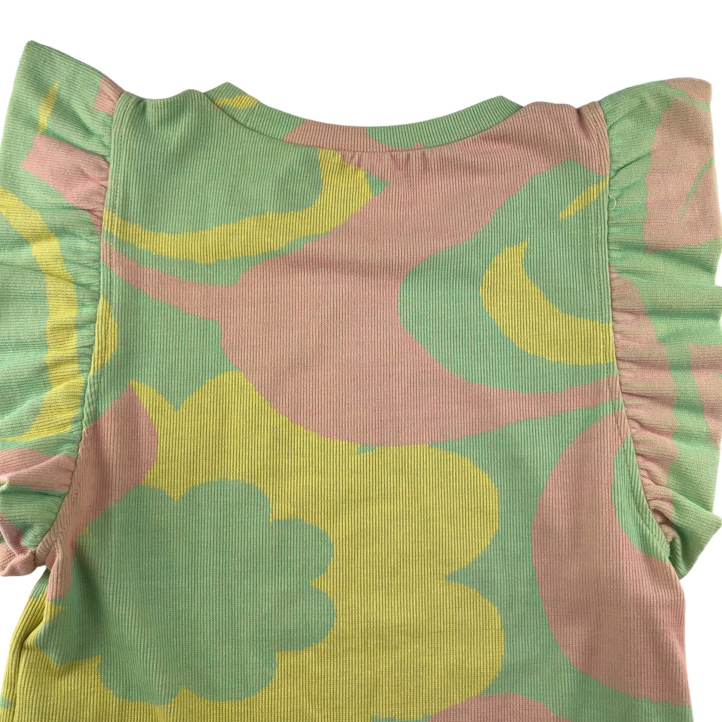 Zara Top Size Women S Light Green Yellow Pink Cropped Frilled Sleeveless