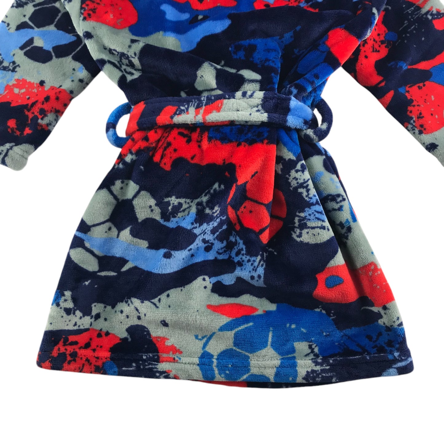 Next dressing gown 5-6 years blue and red graphic pattern