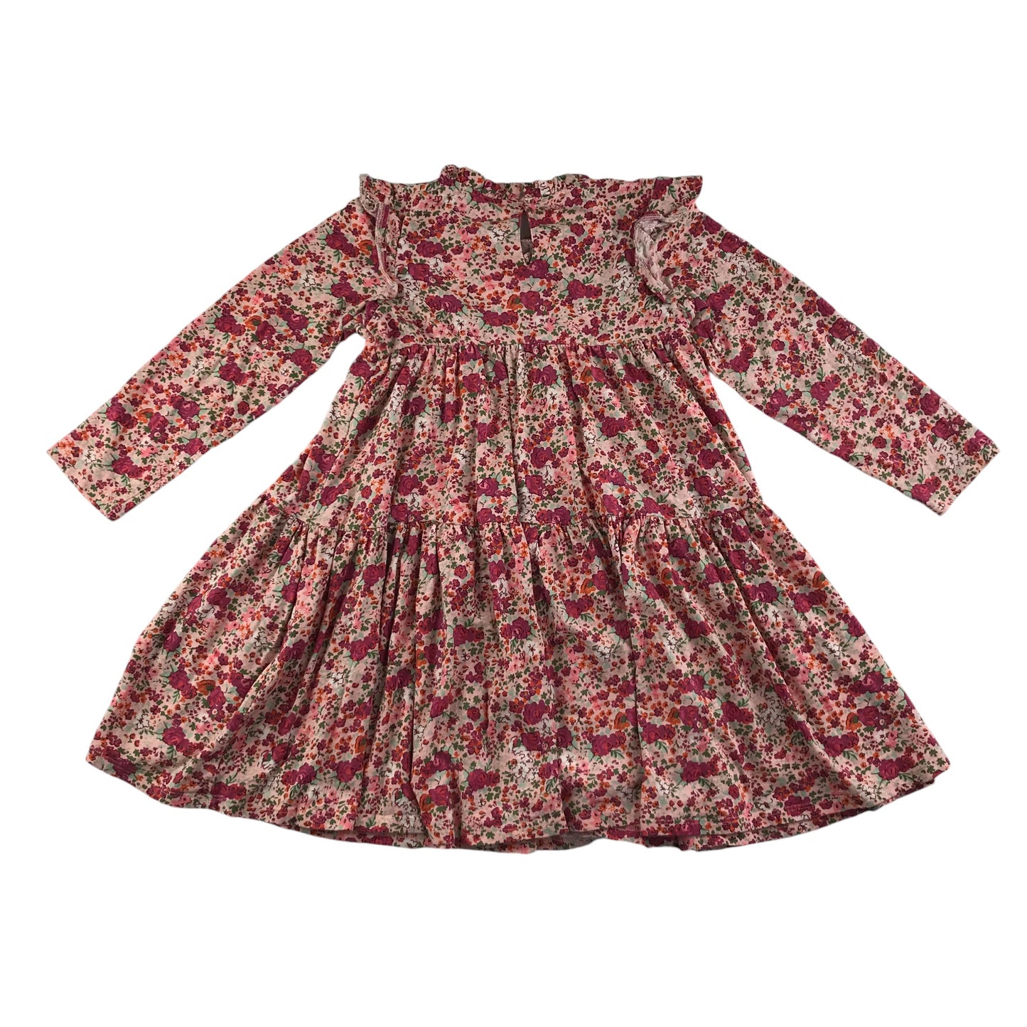 Next dress 6-7 years pink and red floral with frills cotton