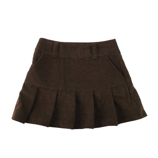 Shein Skirt Age 13 Brown Pleated Corduroy