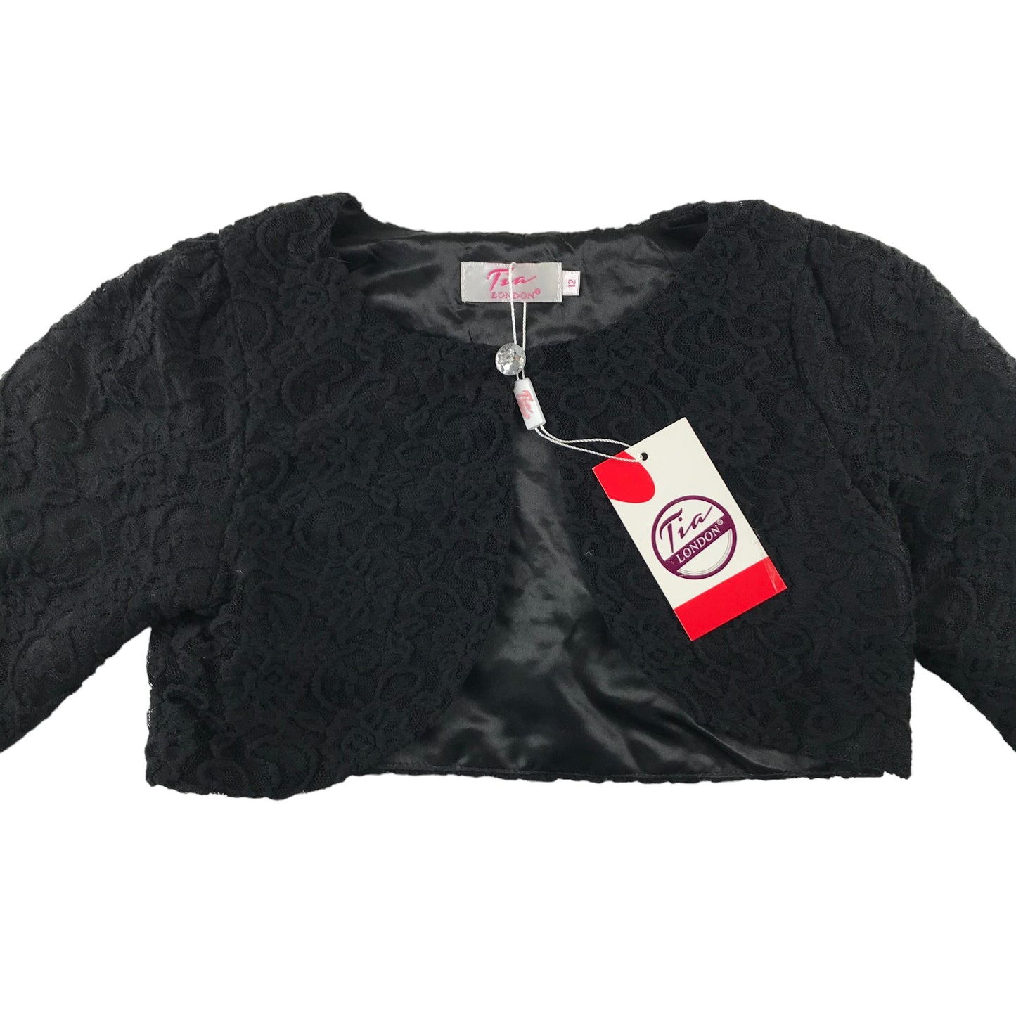 Tia London Shrug 12 years black lace layered cropped cardigan