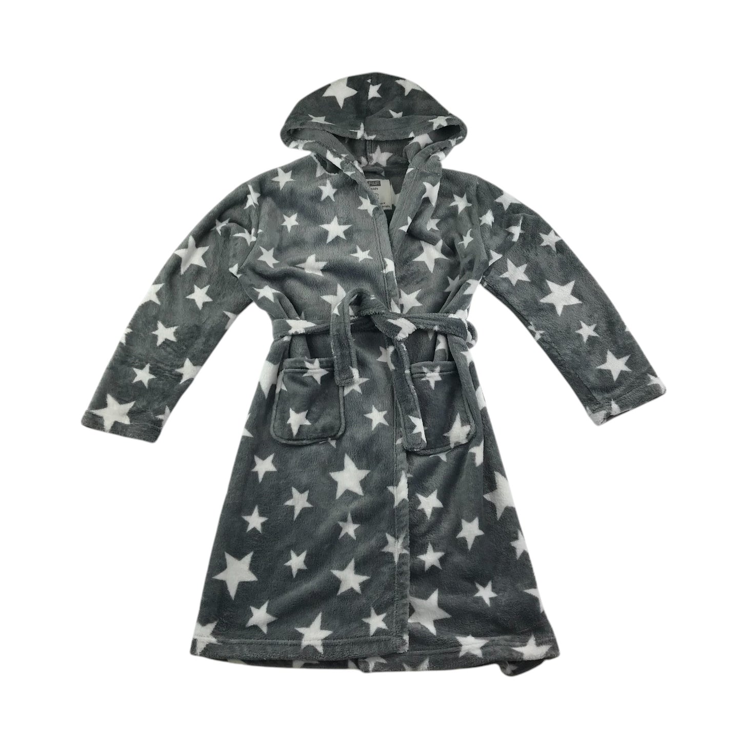 F&F dressing gown 11-12 years grey with stars