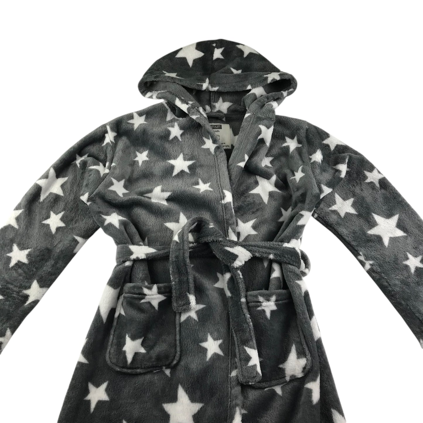 F&F dressing gown 11-12 years grey with stars